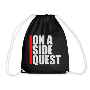 On A Side Quest Gaming Adventure Spruch Logo Text - Turnbeutel - Schwarz - Vorne