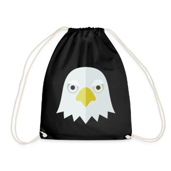 Adler Kopf Shirt minimalistisch Streetwear - Turnbeutel - Schwarz - Vorne