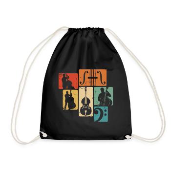 Kontrabass Orchester Bass Musiker Jazz Bassist - Turnbeutel - Schwarz - Vorne