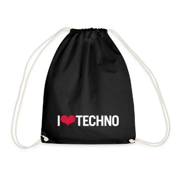 J'AIME LA TECHNO - Sac de sport léger - noir - Devant