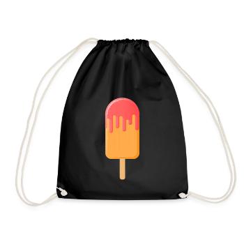 Eis am Stiel 001 AllroundDesigns - Turnbeutel - Schwarz - Vorne