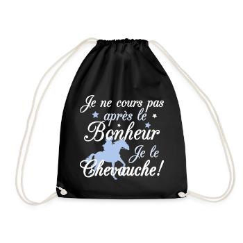 Cheval - le bonheur - Sac de sport léger - noir - Devant