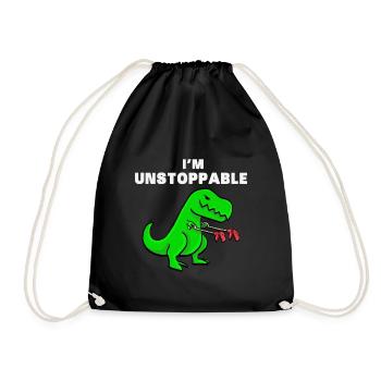 I AM UNSTOPPABLE Dinosaurier T-Rex Tyrannosaurus - Turnbeutel - Schwarz - Vorne