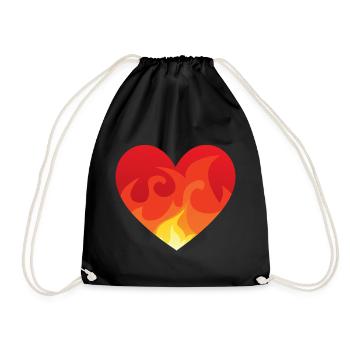 Coeur avec le feu de - Sac de sport léger - noir - Devant