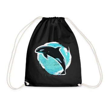 Vintage killer whale killer whale - Drawstring Bag - black - Front