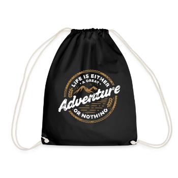 Adventure T-Shirt ✅ - Drawstring Bag - black - Front