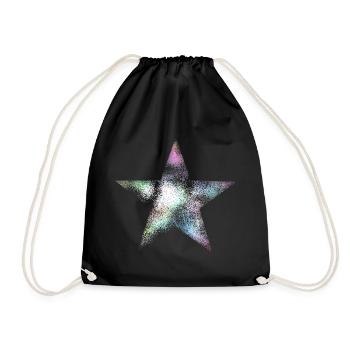 Rainbow star / VINTAGE mother of pearl - Drawstring Bag - black - Front