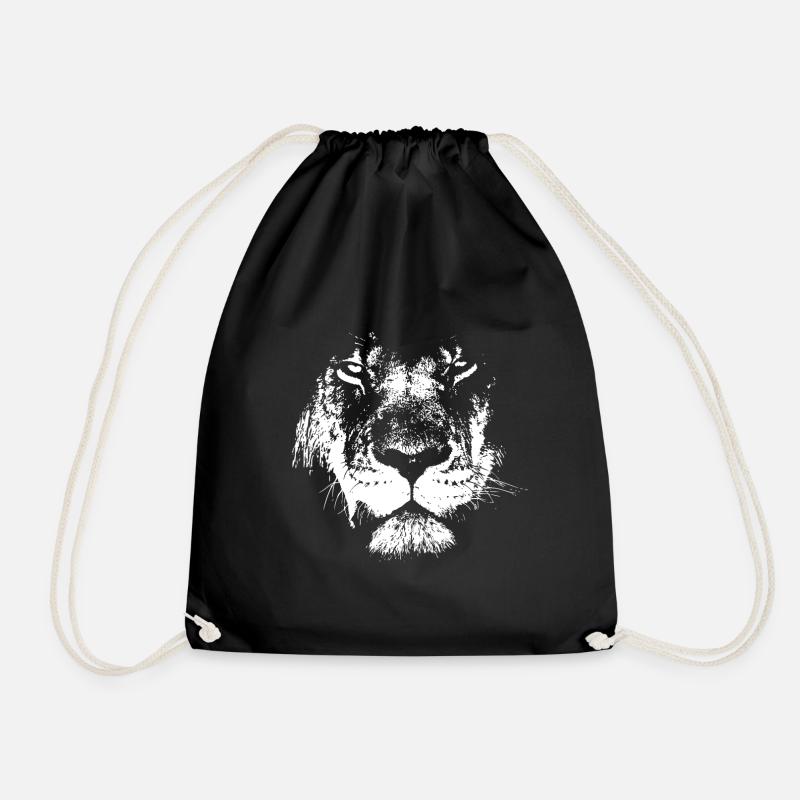 lion - Drawstring Bag - black