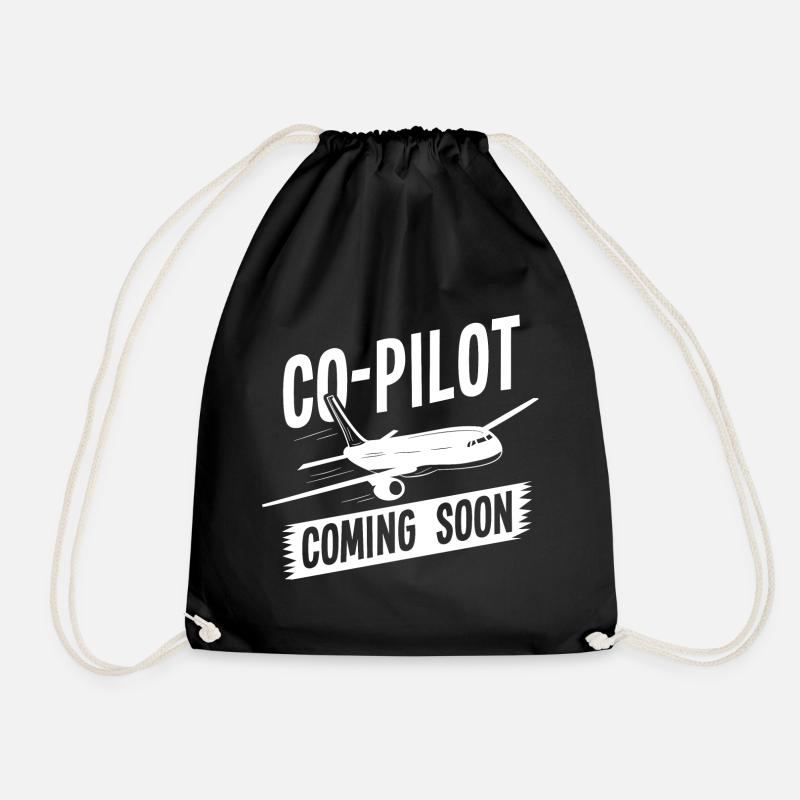 Co-Pilot Coming Soon, Eltern Mama Papa Berufspilot - Turnbeutel - Schwarz