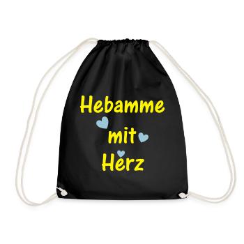 Hebamme mit Herz - Turnbeutel - Schwarz - Vorne