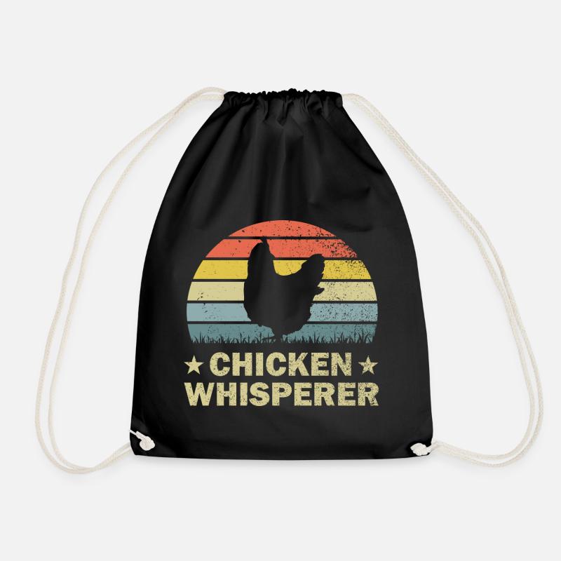 Chicken chickens - Drawstring Bag - black