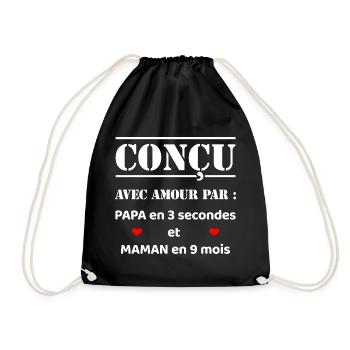 CONÇU AVEC AMOUR PAR PAPA ET MAMAN EN 9 MOIS - Sac de sport léger - noir - Devant