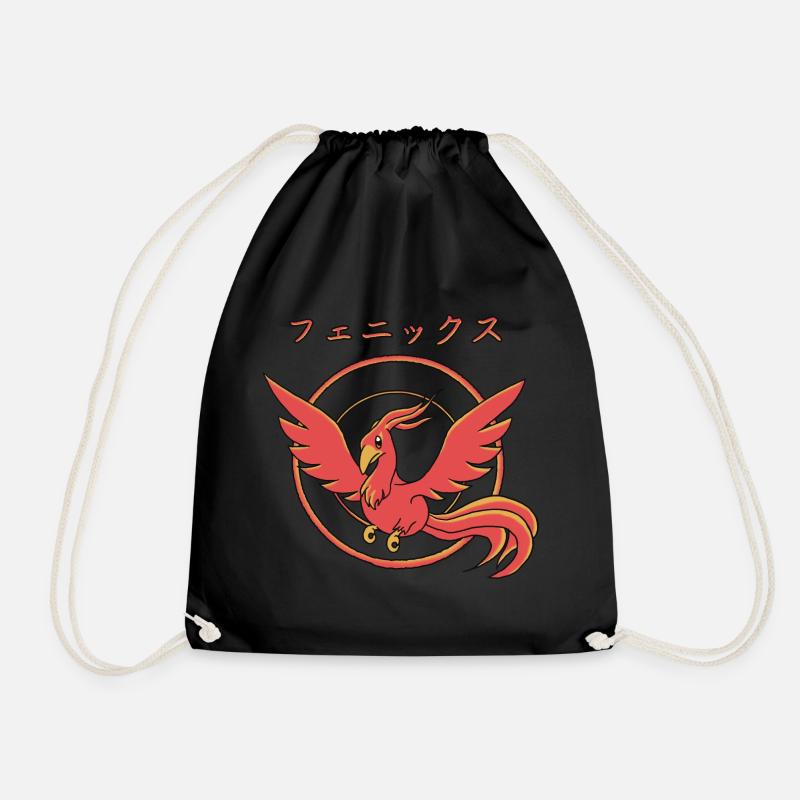 Kawaii Phoenix - Drawstring Bag - black