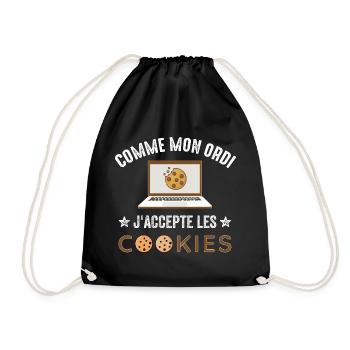Accepte les Cookies Geek Gamer Cadeau Humour - Sac de sport léger - noir - Devant