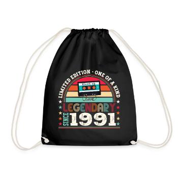 Legendary 1991 31st Birthday Gift Men - Fun - Drawstring Bag - black - Front