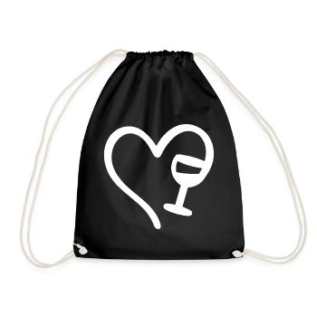 wine love heart wine lover - Drawstring Bag - black - Front