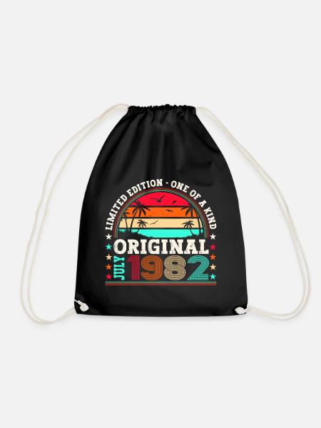 Original July 1982 40th Birthday Gift Men - Drawstring Bag - black