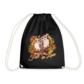 Fall in Love - Niedliche Eulen im Herbst Liebe - Turnbeutel - Schwarz - Vorne