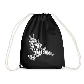Freiheit Frieden Peace Adler Falke T-Shirt - Turnbeutel - Schwarz - Vorne