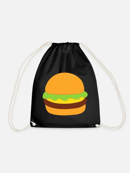 Burger, fast food, essen, kochen - Turnbeutel - Schwarz