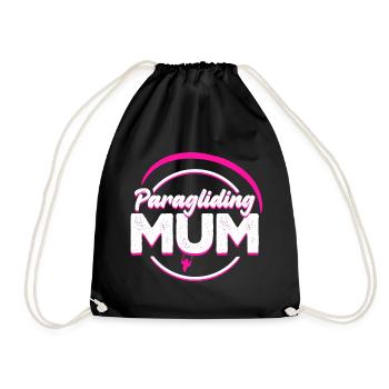 Paragliding Mum pink - Drawstring Bag - black - Front