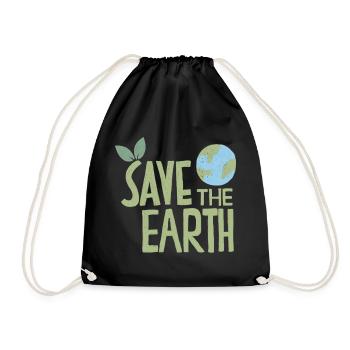 Save The Earth Nachhaltig Klimawandel - Turnbeutel - Schwarz - Vorne