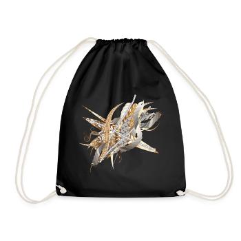 artistic filigree motif made of ribbons and feathers - Drawstring Bag - black - Front