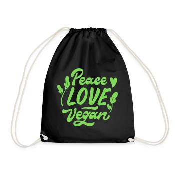 Peace Love Vegan - Drawstring Bag - black - Front