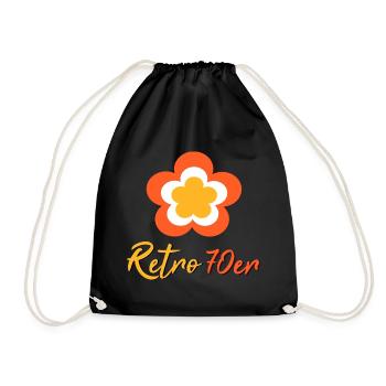 70er Jahre Blume Muster Retro - Turnbeutel - Schwarz - Vorne