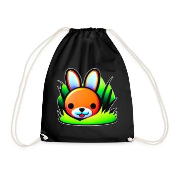 Niedlicher bunter Hase - Turnbeutel - Schwarz - Vorne