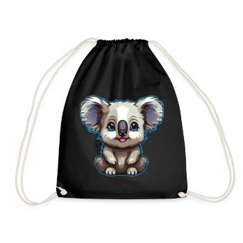 Cute Australian Cuddly Koala Bear - Drawstring Bag - black - Front