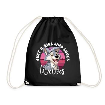 Wolf Just A Girl Who Loves Wolves Wolfskopf - Drawstring Bag - black - Front