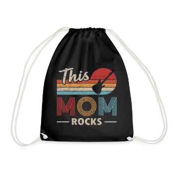 Gitarre Mama Rockt - Turnbeutel - Schwarz - Vorne