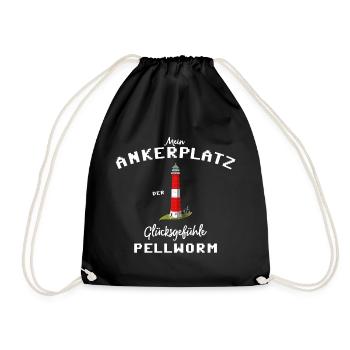 Pellworm , Ankerplatz der Glücksgefühle - Turnbeutel - Schwarz - Vorne