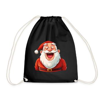 Funny Santa Claus laughs at Christmas Funny - Drawstring Bag - black - Front