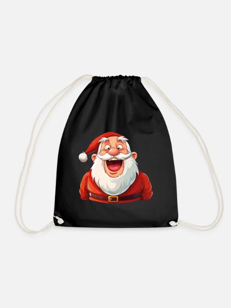 Lustiger Weihnachtsmann Lacht Weihnachten Lustig - Turnbeutel - Schwarz