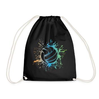 volleyball explosion beachvolleyball farben Logo - Turnbeutel - Schwarz - Vorne