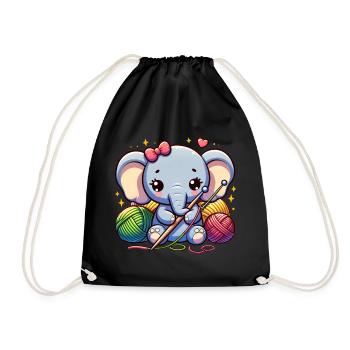Éléphant tricot câlin éléphant vêtements Art - Sac de sport léger - noir - Devant