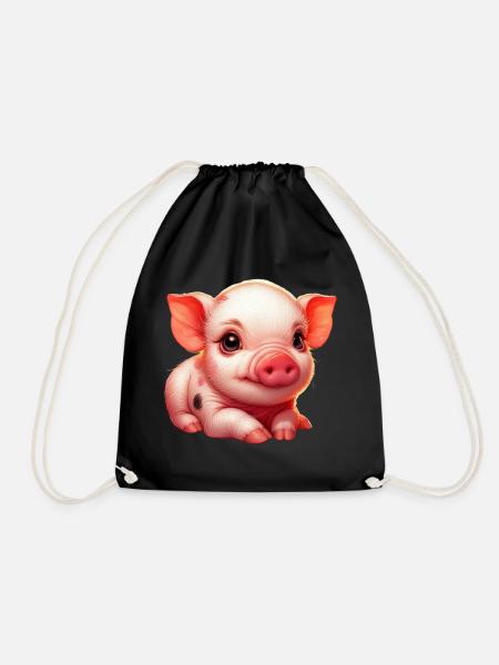 Piglet piglet - Drawstring Bag - black