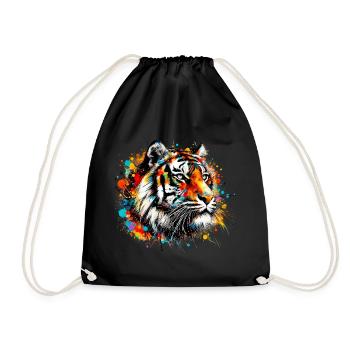 Tiger - Drawstring Bag - black - Front