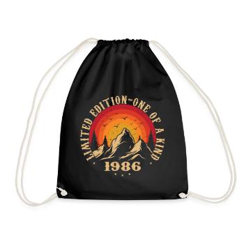 Vintage 1986 Retro 1986 Anniversary Gift 1986 - Drawstring Bag - black - Front