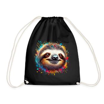 Sloth - Drawstring Bag - black - Front