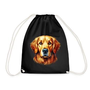 Golden Retriever Labrador Dog - Drawstring Bag - black - Front