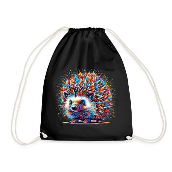 Hedgehog - Drawstring Bag - black - Front