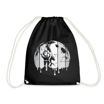 moon astronaut space rocket graffiti retro logo - Drawstring Bag - black - Front