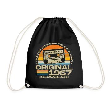 Original 1967 Vintage Birthday Gift Retro - Drawstring Bag - black - Front