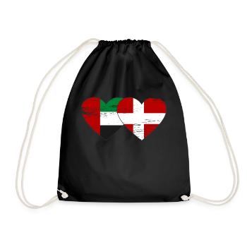 Vereinigte Arabische Emirate Dänemark Flagge Herz - Turnbeutel - Schwarz - Vorne