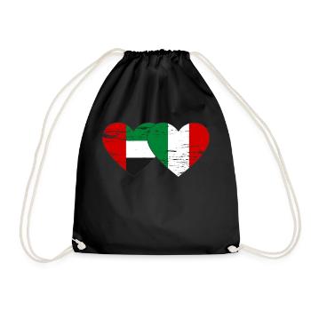 Émirats arabes unis Italie Drapeau Coeur - Sac de sport léger - noir - Devant