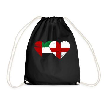 Vereinigte Arabische Emirate England Flagge Herz - Turnbeutel - Schwarz - Vorne