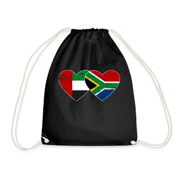 Vereinigte Arabische Emirate Südafrika Flagge Herz - Turnbeutel - Schwarz - Vorne